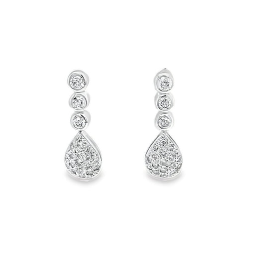 Estate Diamond Drop Earrings Front view