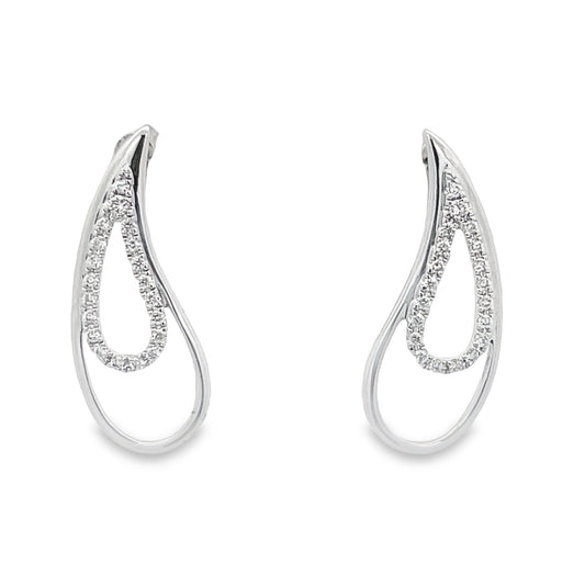 14K Dainty Diamond Tear Shape Earrings Front view
