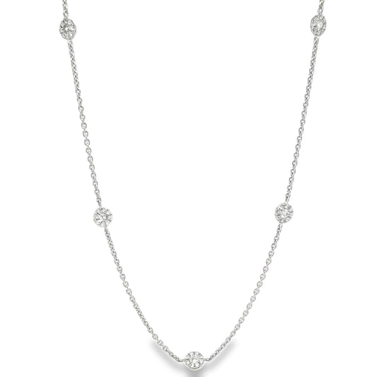 Diamond Rondelle Necklace White Gold 1.73 Front view