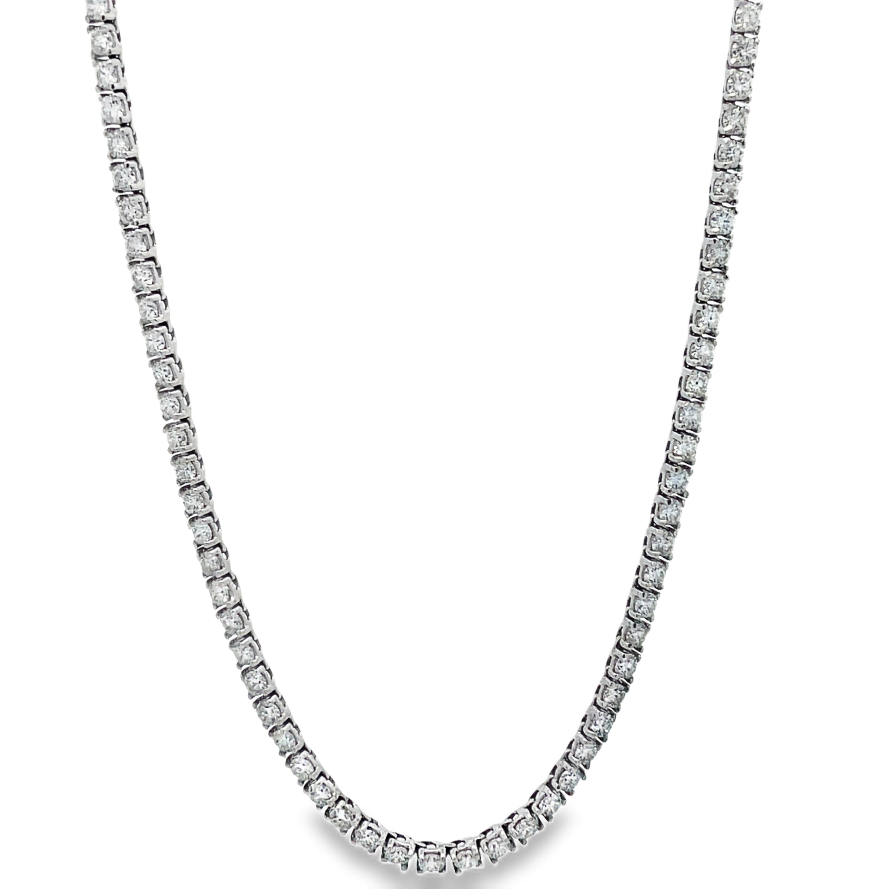 18K White Gold Plated Tennis Necklace – 5mm Cubic Zirconia – 16″ Length