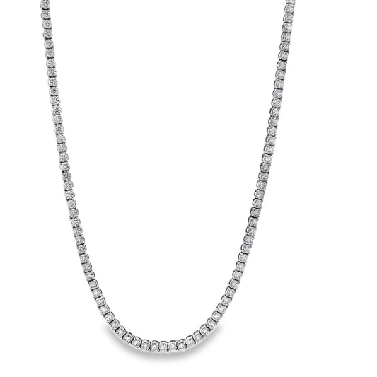 Front view of 18k Diamond Tennis White Gold Necklace 7.20 cts