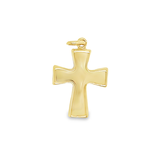 Italian 14k Solid Yellow Gold Cross Pendant Front view