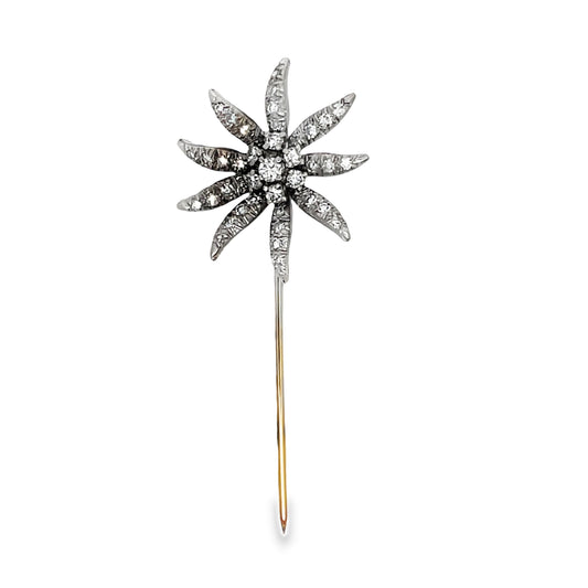 Estate Diamond Starburst Flower Pin