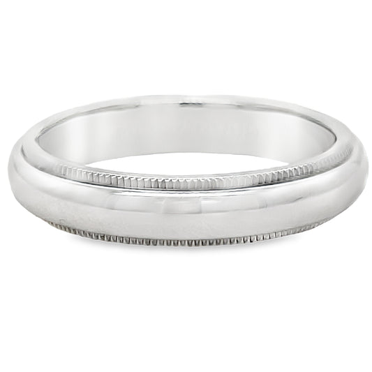 Estate Tiffany and Co. Milgrain Wedding Band Platinum Top View