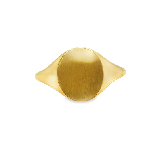 Front view of Engravable 14k Yellow Gold Signet Ring 10.50 x 11.00 mm