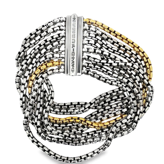 Top view of Estate David Yurman 8-Row Cable Bracelet 18k Yellow Gold & Sterling Silver