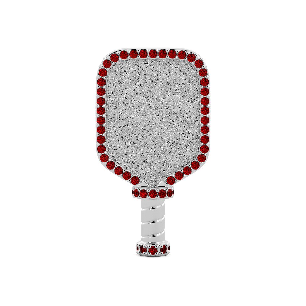 Show off your love of pickleball with this glamorous sterling silver pendant necklace. Perfectly cut, 0.82 cts of round rubies sparkle atop a rhodium-coated chain. With its timeless beauty, this piece is sure to be a favorite.