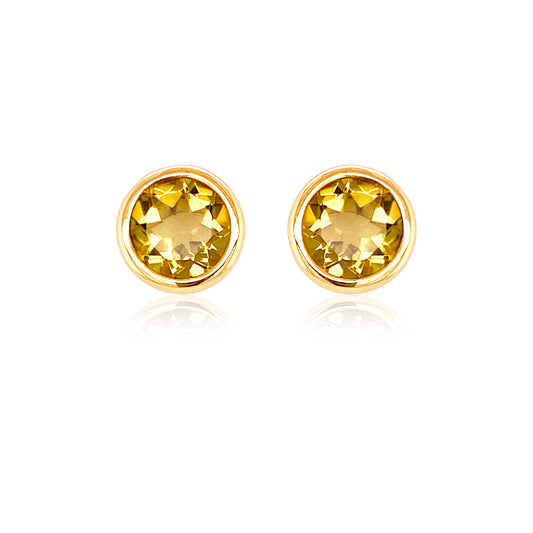 Citrine Stud Earrings Front view