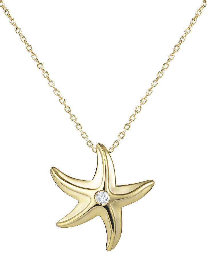 Diamond Starfish Pendant Necklace SouthMiamiJewelers