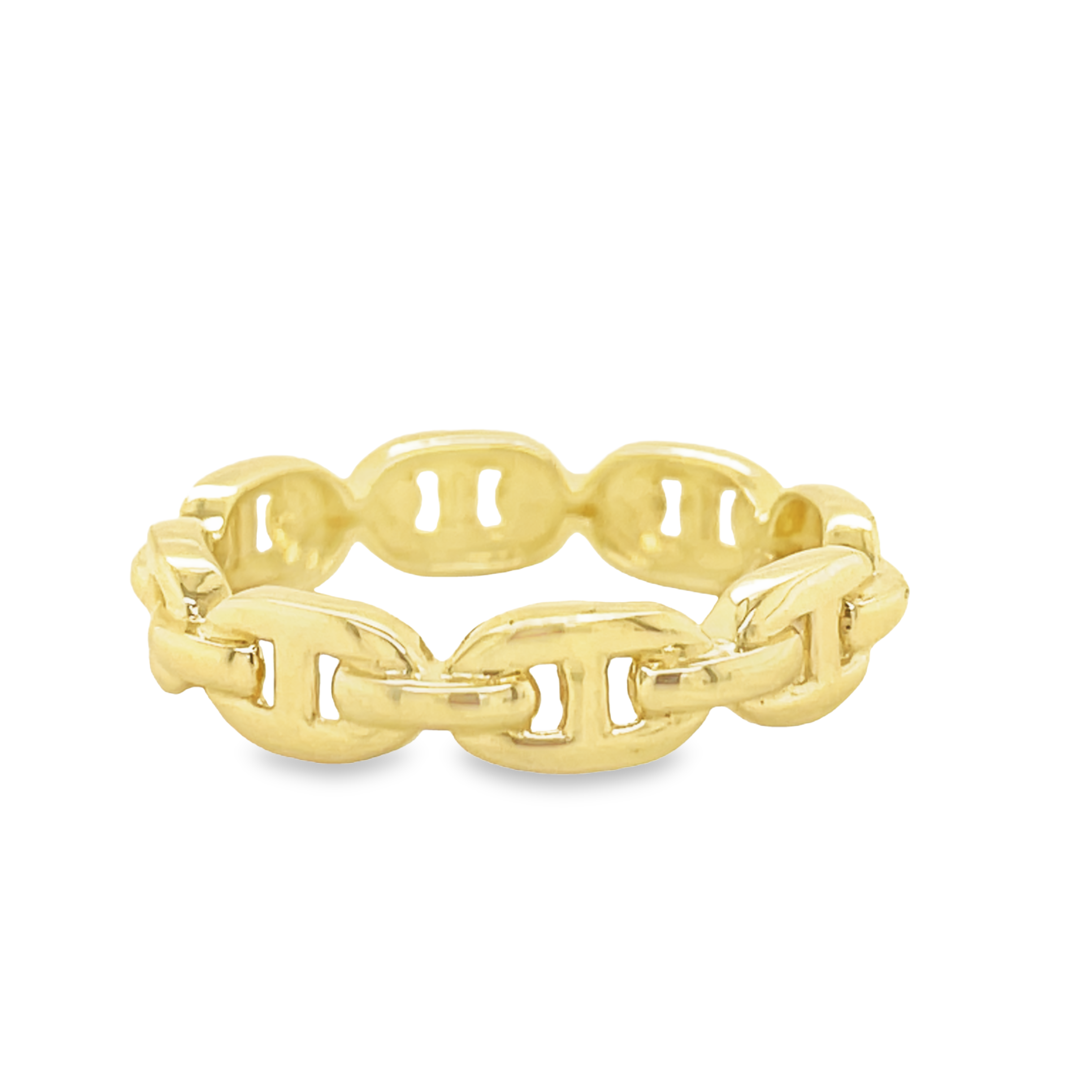  A timeless ring crafted from luxurious 14k yellow gold. Enjoy the classic Italian mariner link style in a 4.60 mm width, perfect for any ensemble. Size 7; with sizing options available, you can customize the perfect fit.