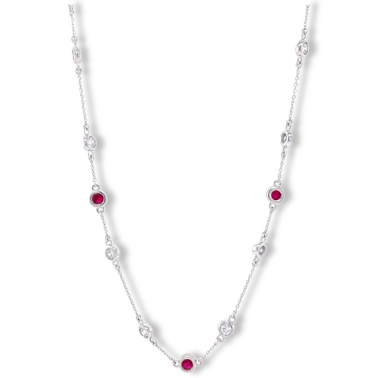 Front view of Ruby & Diamond by the Yard Necklace