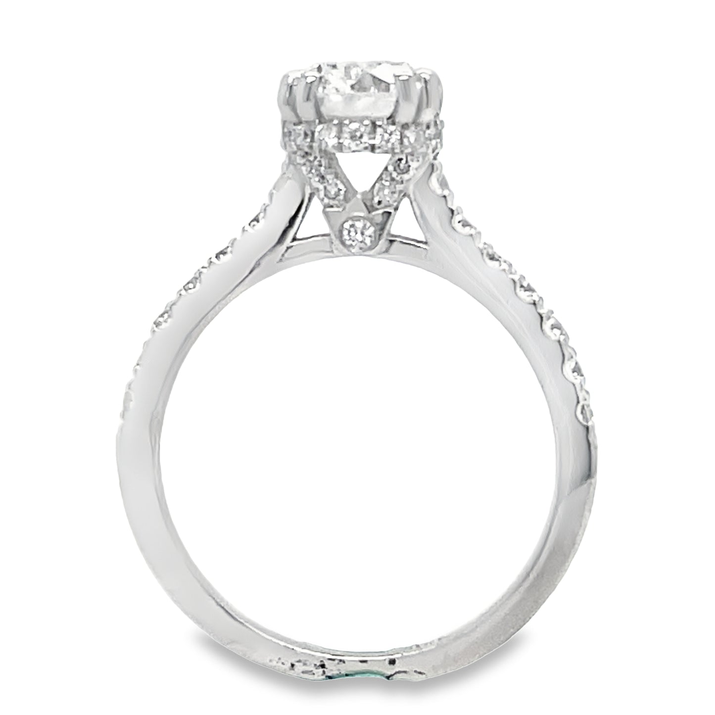 GIA Certified Custom-Made Round Diamond Hidden Halo Engagement Ring Front view 
