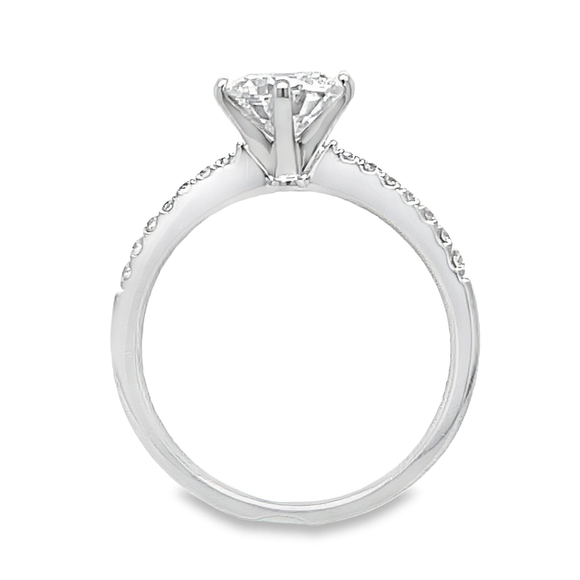 Custom Made Round Brilliant Engagement Ring with Diamond Band 0.89 cts Front view
