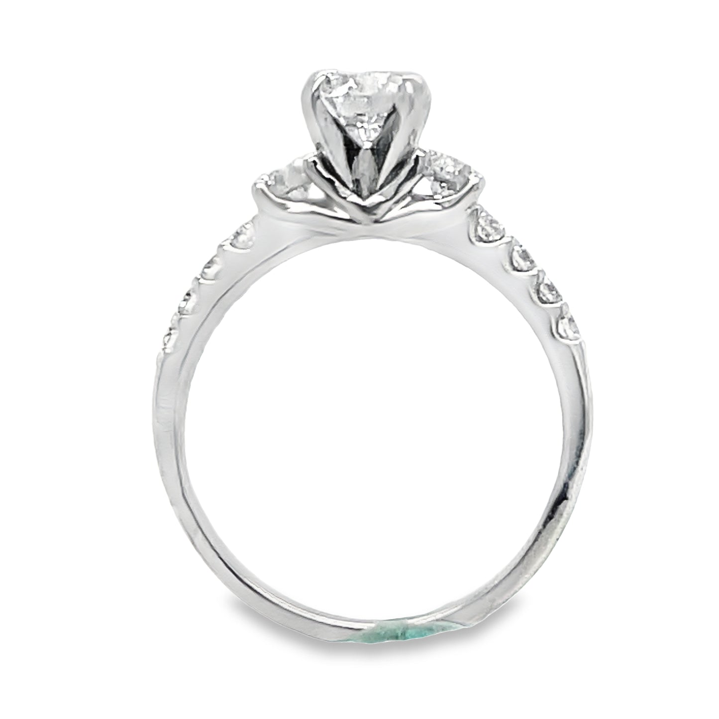 Custom Made Round Brilliant Engagement Ring with Diamond Band 0.71 cts Front view