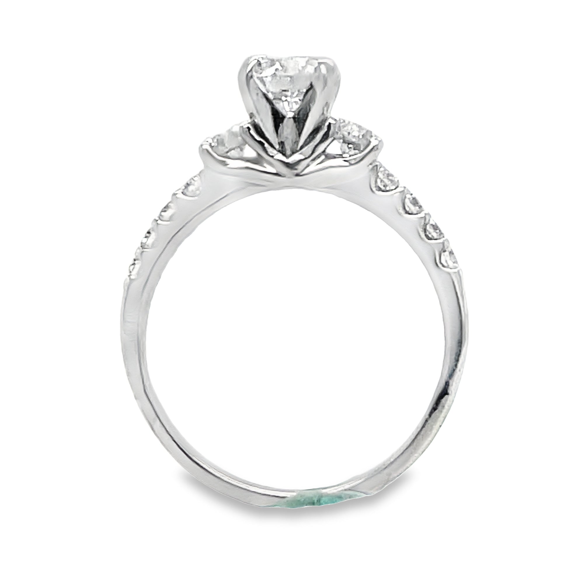 Custom Made Round Brilliant Engagement Ring with Diamond Band 0.71 cts Front view