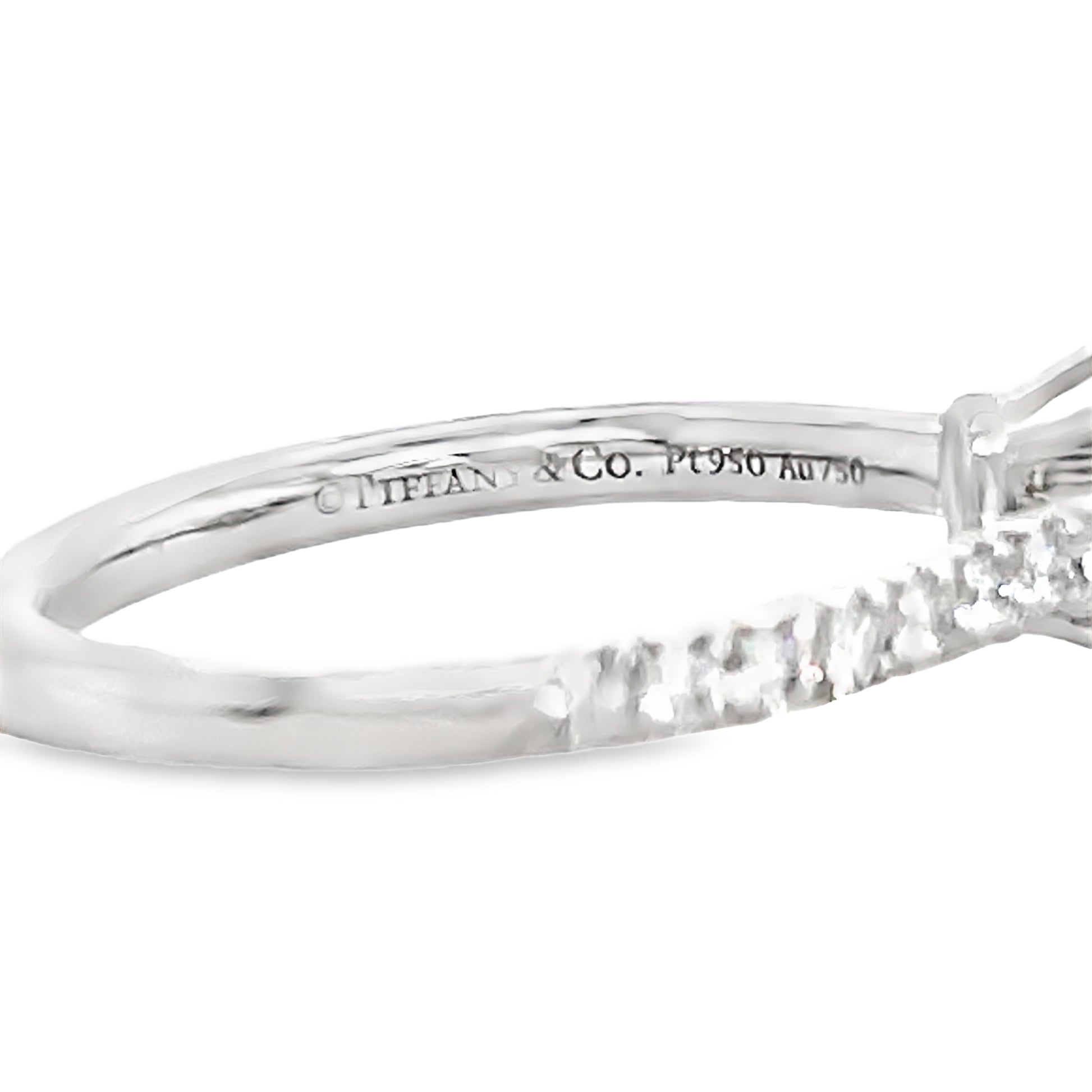 Estate Tiffany and Co. Fancy Yellow Diamond and Round Diamond Engagement Ring Side View