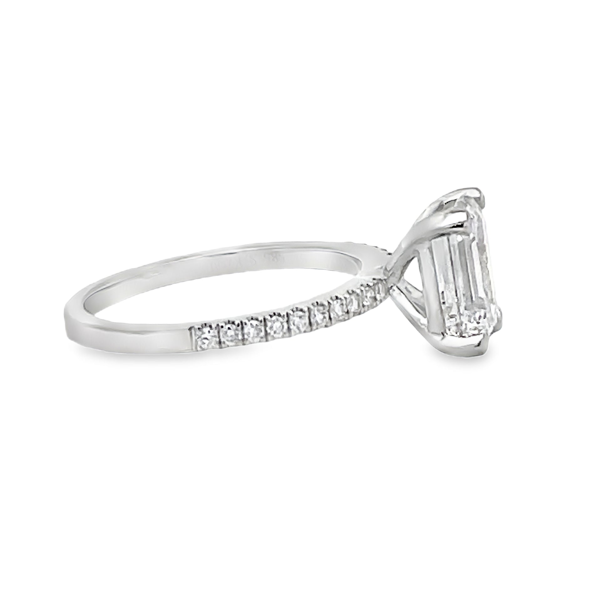 Side view of Emerald Cut Diamond Engagement Ring 2.07 cts
