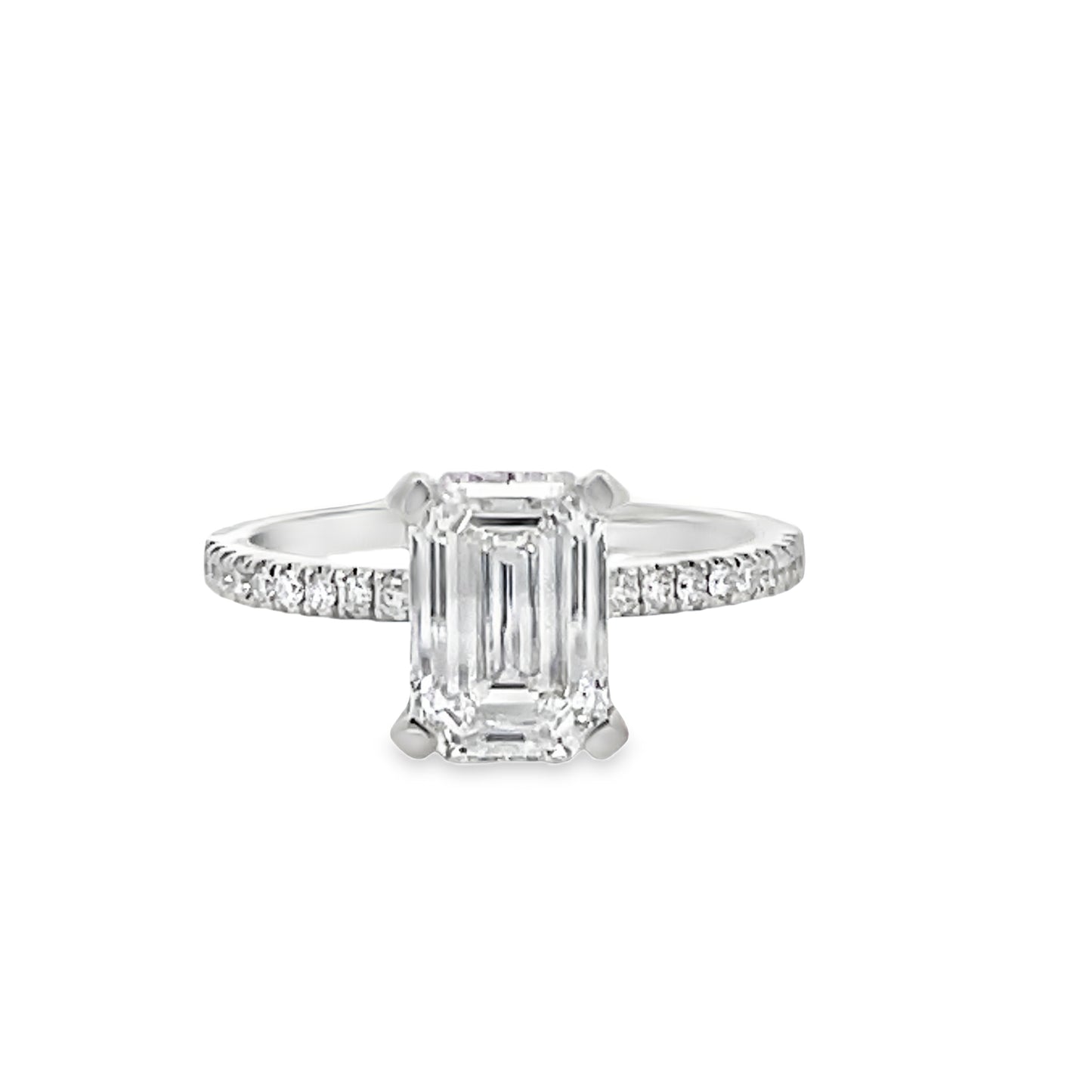 Front view of Emerald Cut Diamond Engagement Ring 2.07 cts