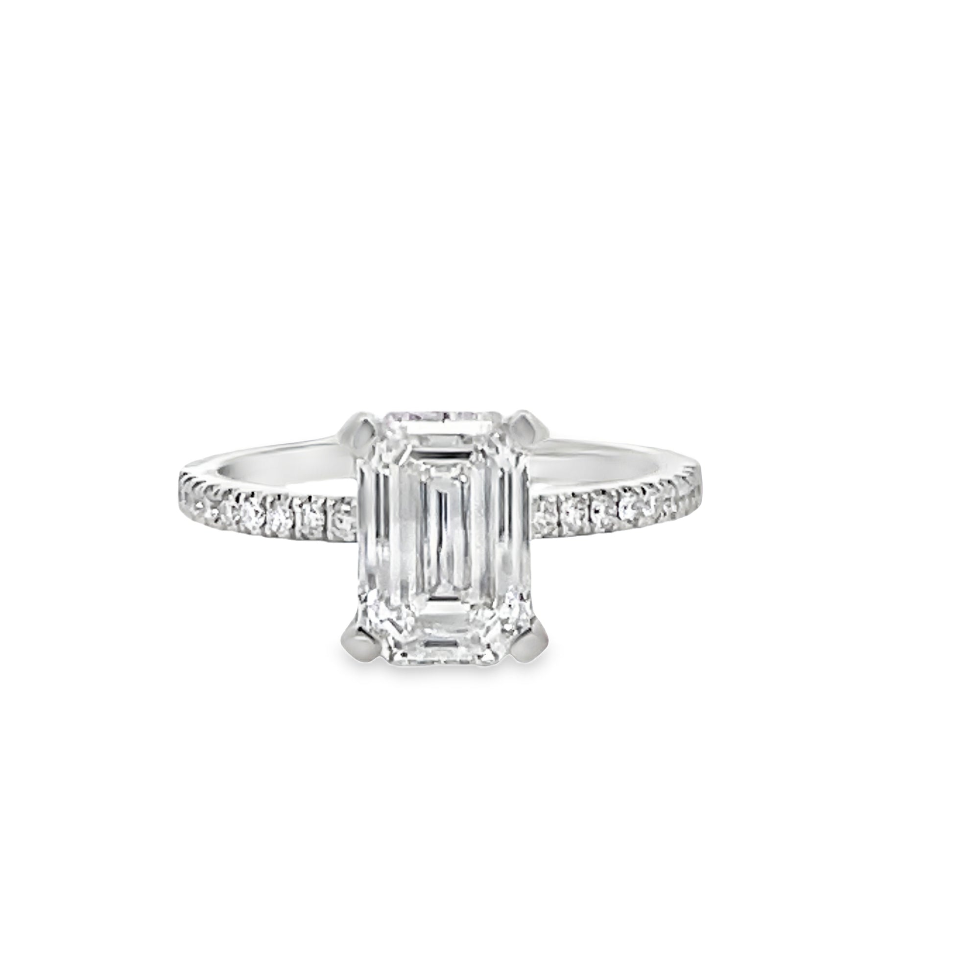 Front view of Emerald Cut Diamond Engagement Ring 2.07 cts