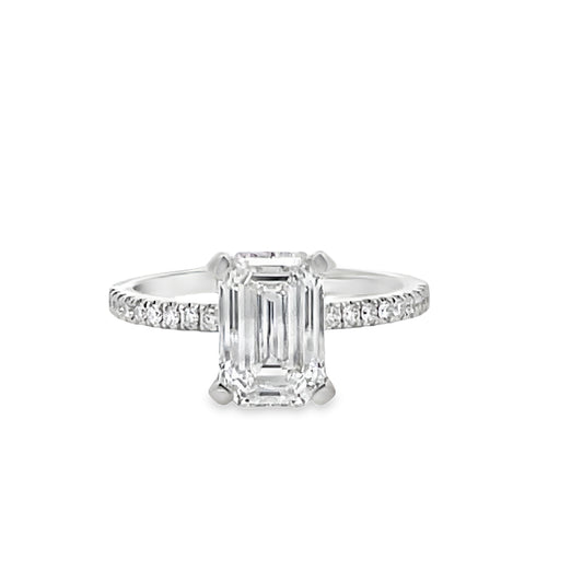 Front view of Emerald Cut Diamond Engagement Ring 2.07 cts
