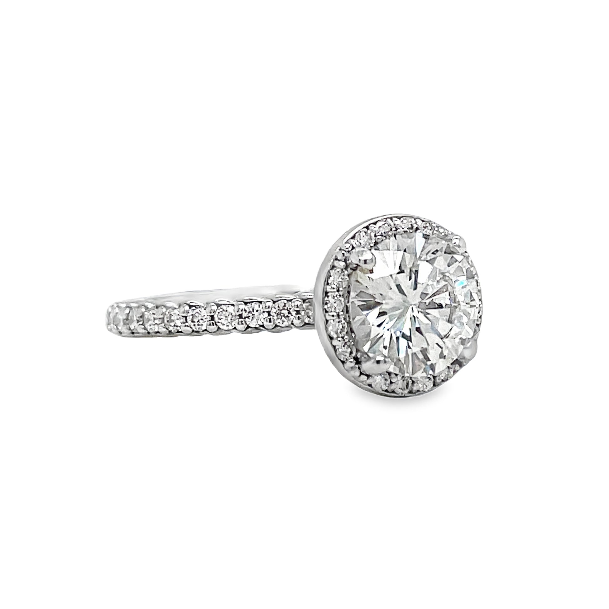 Custom Made Diamond Bezel Round Brilliant Diamond Ring 1.16 cts Side View