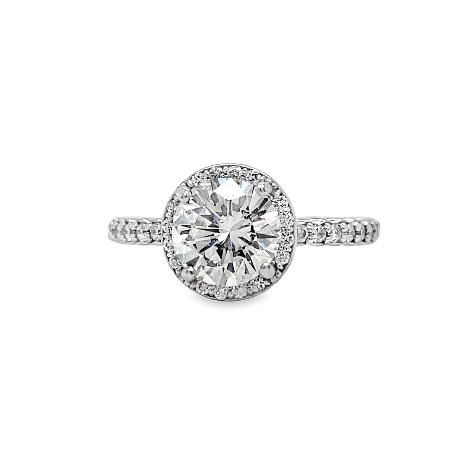 Custom Made Diamond Bezel Round Brilliant Diamond Ring 1.16 cts Front View