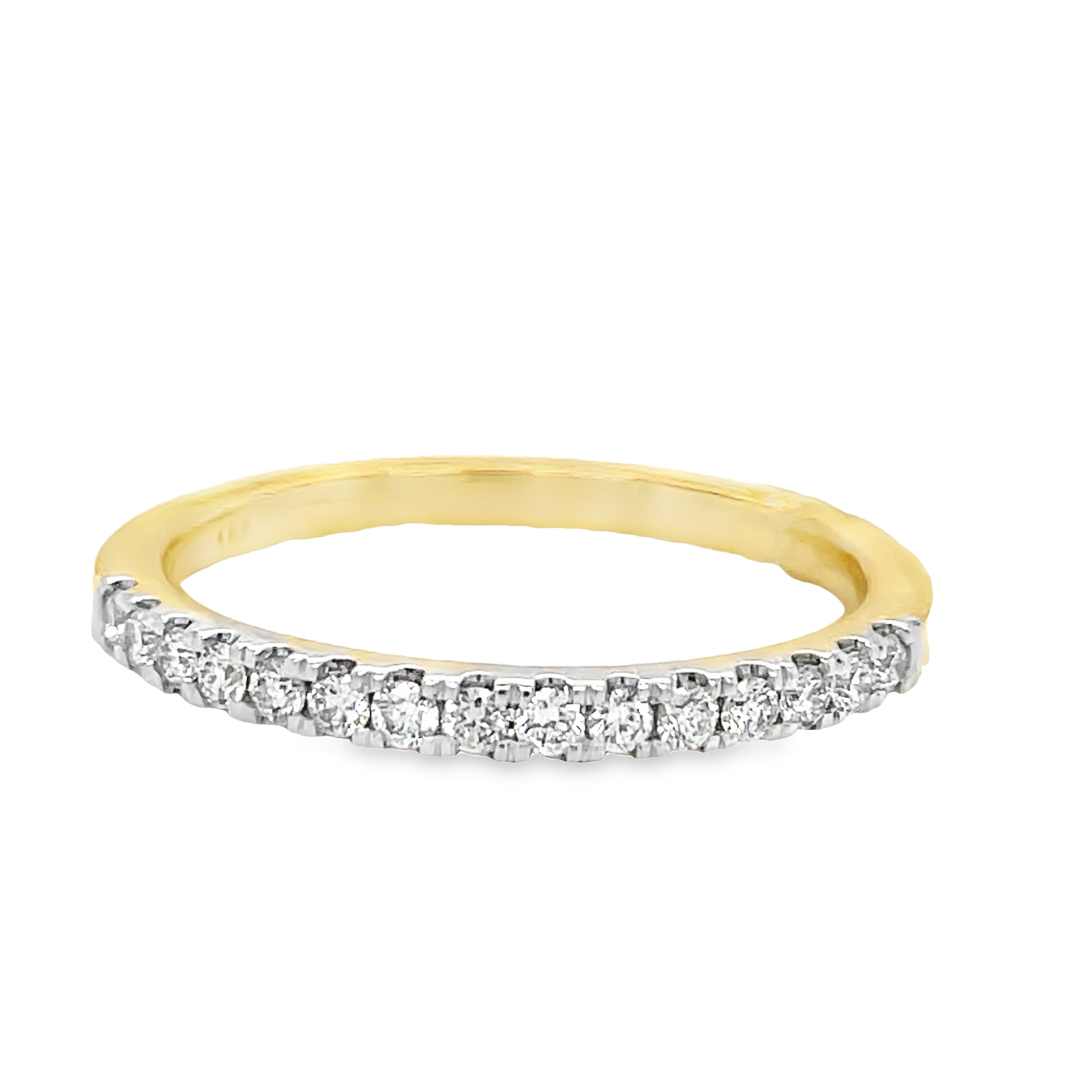 Celebrate an anniversary with this exquisite 0.21 ct diamond ring. Crafted in 14k yellow gold band, the diamond is set in a prong setting for maximum sparkle. Guaranteed to impress.