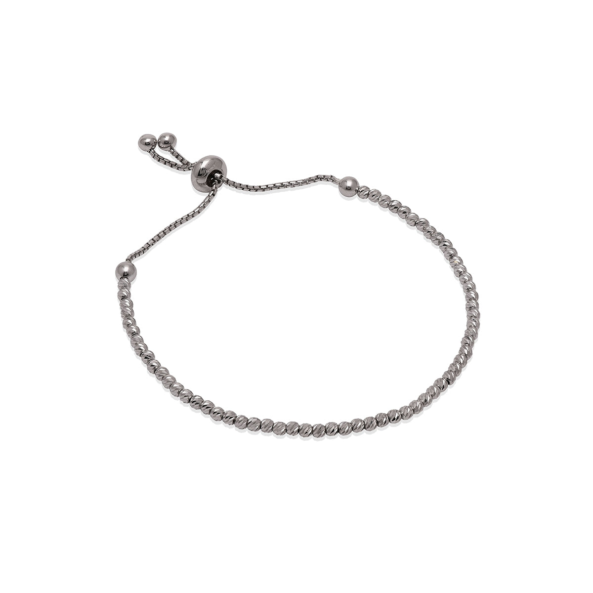 Top view of Sterling Silver Adjustable Bead Bracelet