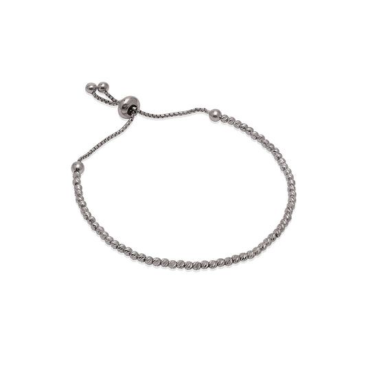 Top view of Sterling Silver Adjustable Bead Bracelet