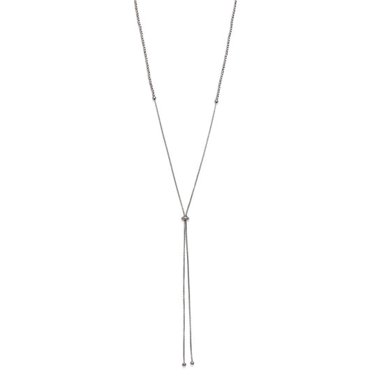 Front view of Sterling Silver Adjustable Bead Necklace