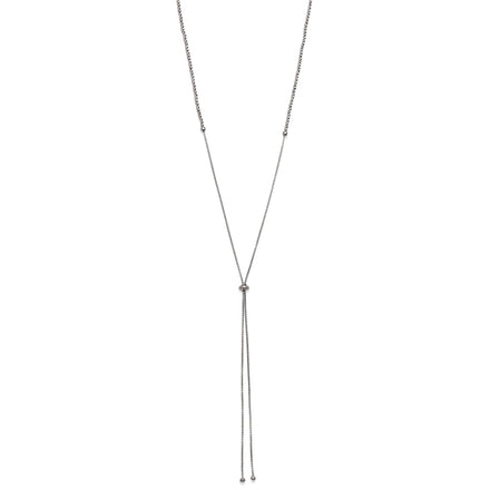 The Sterling Silver Adjustable Bead Necklace is crafted in Italy by the renowned Officina Bernardi. It features high-precision 3.00 mm diamond-cut beads coated in rhodium for long-lasting luster. This versatile necklace allows you to switch it up, going from choker to a long necklace to a back necklace.