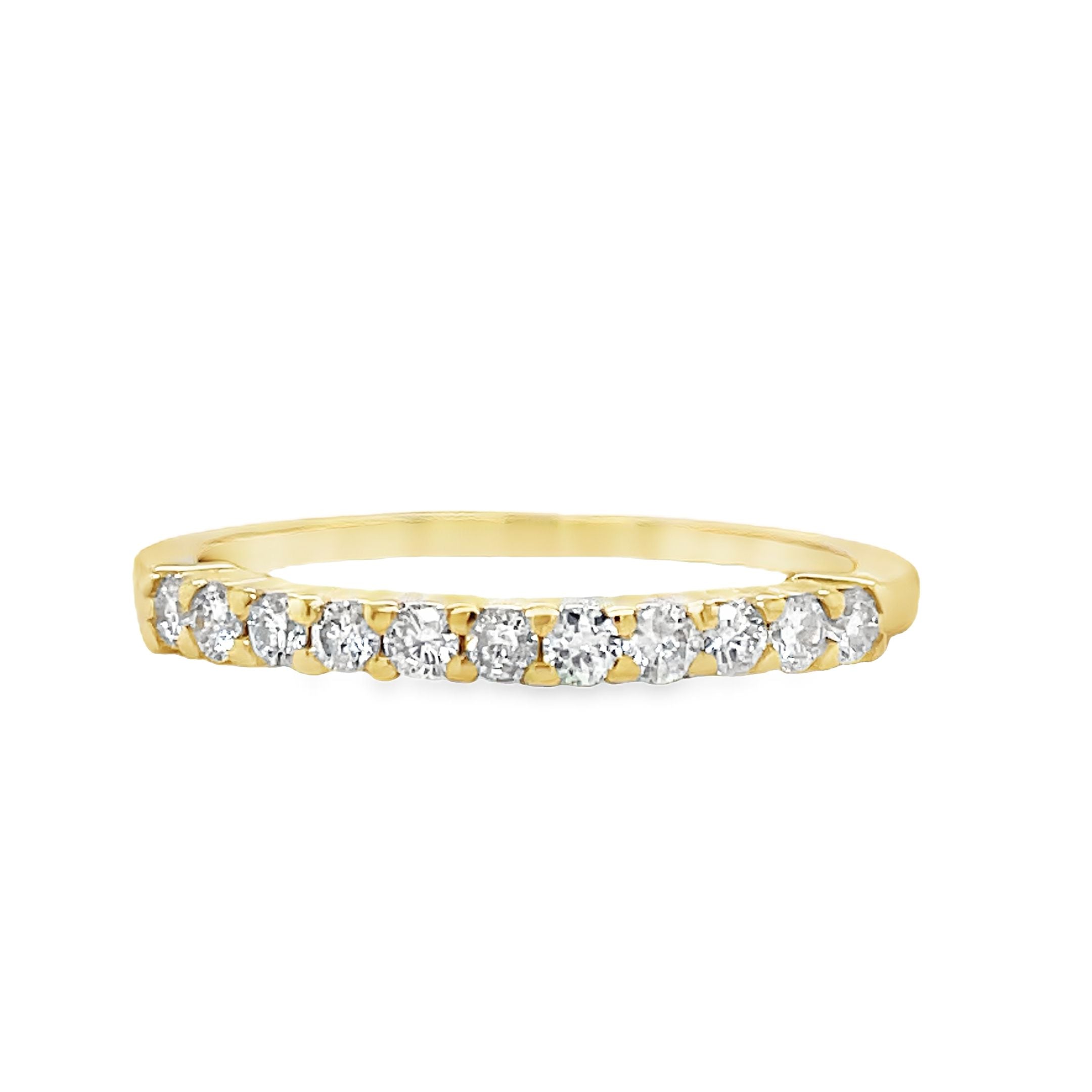 Celebrate your love with our Anniversary Diamond Ring. The 0.44 cts of round diamonds sparkle on a band of 14k yellow gold. This luxurious piece is a timeless symbol of your enduring commitment.