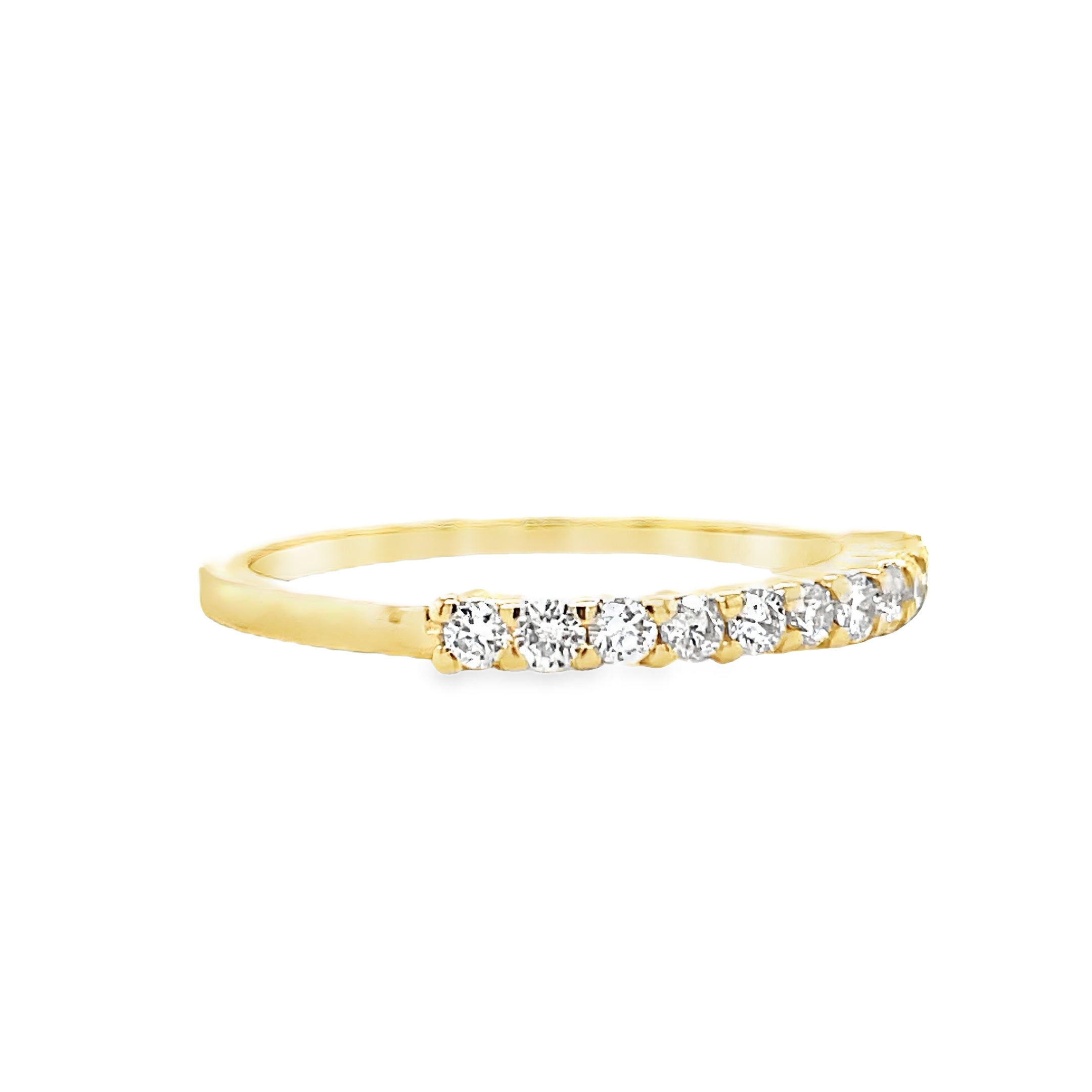 Celebrate your love with our Anniversary Diamond Ring. The 0.44 cts of round diamonds sparkle on a band of 14k yellow gold. This luxurious piece is a timeless symbol of your enduring commitment.