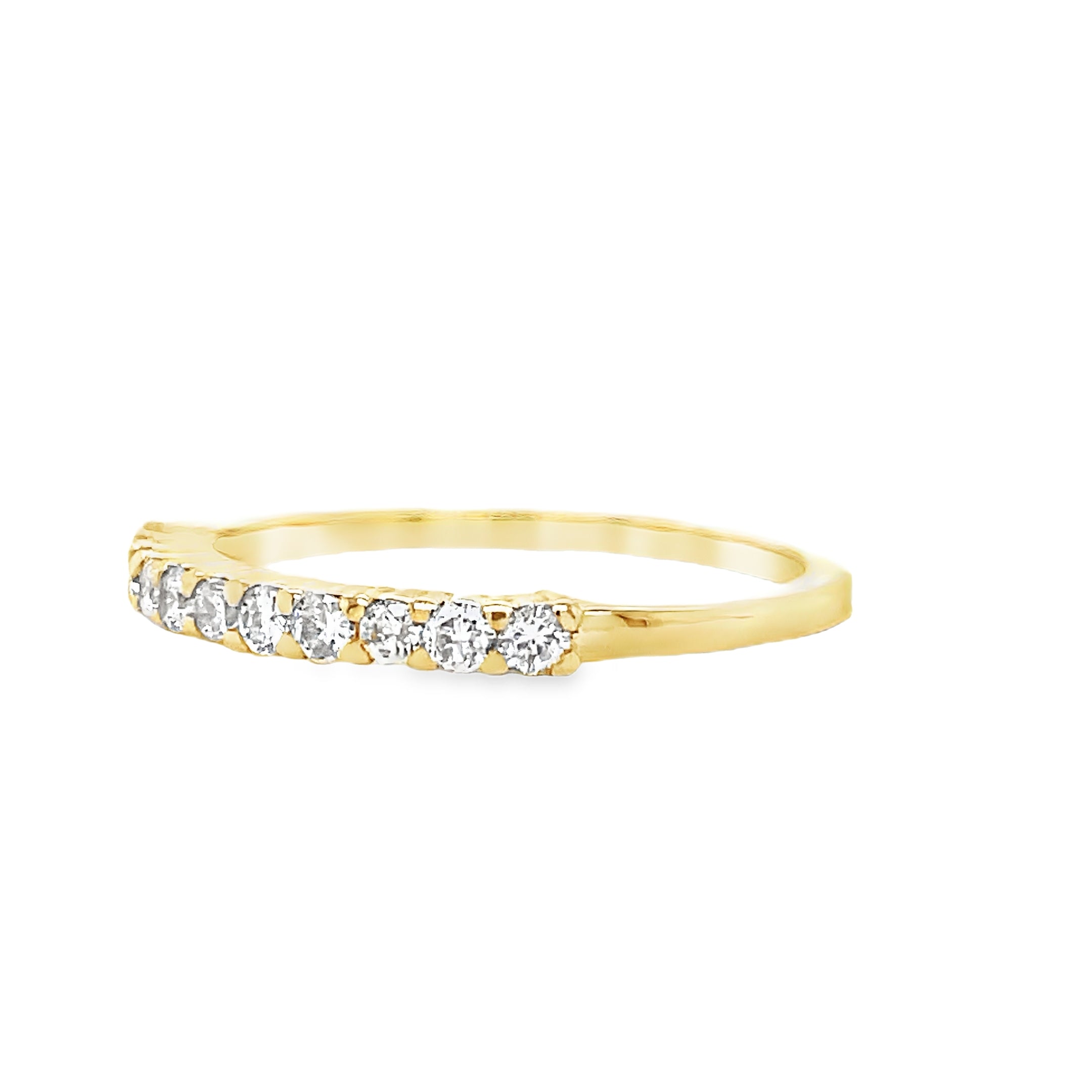 Celebrate your love with our Anniversary Diamond Ring. The 0.44 cts of round diamonds sparkle on a band of 14k yellow gold. This luxurious piece is a timeless symbol of your enduring commitment.