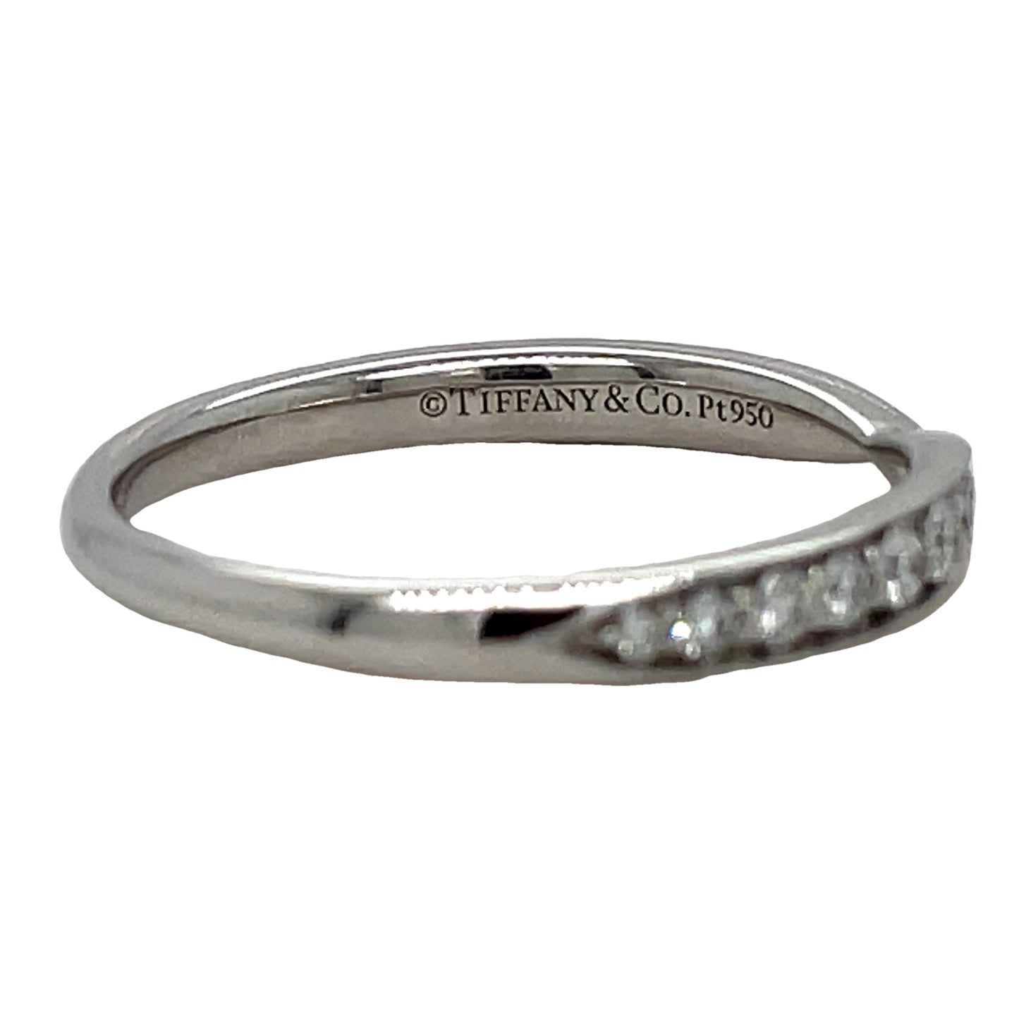 Estate Tiffany and Co. Graduated Diamond Wedding Band V Shape Side View