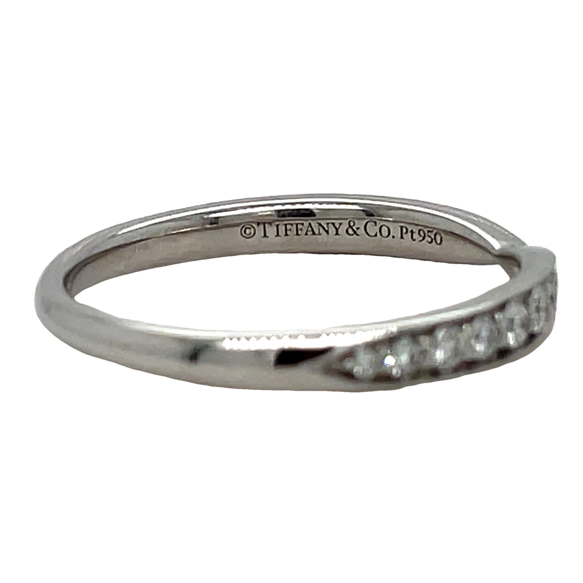 Estate Tiffany and Co. Graduated Diamond Wedding Band V Shape Side View