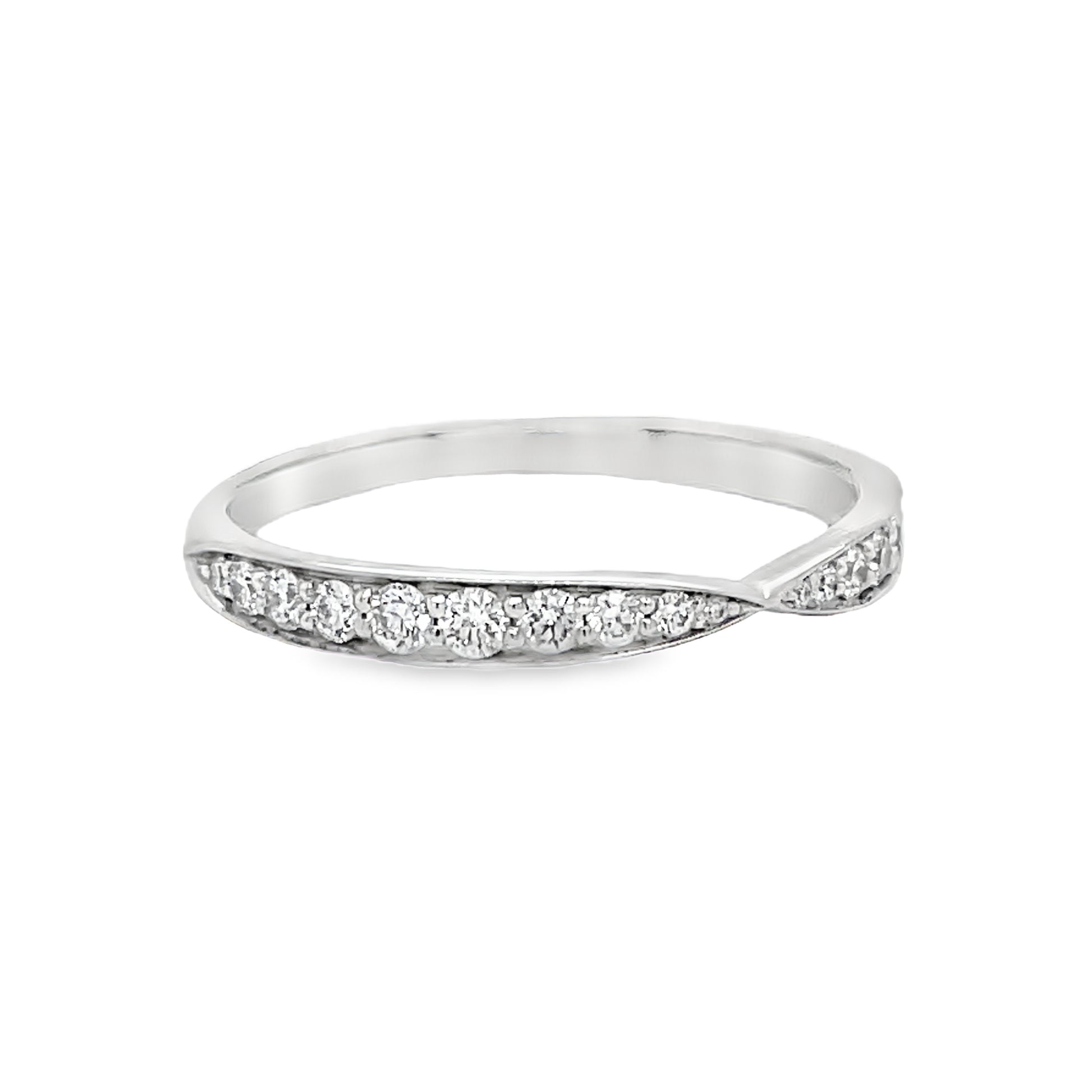 Estate Tiffany and Co. Graduated Diamond Wedding Band V Shape Side View