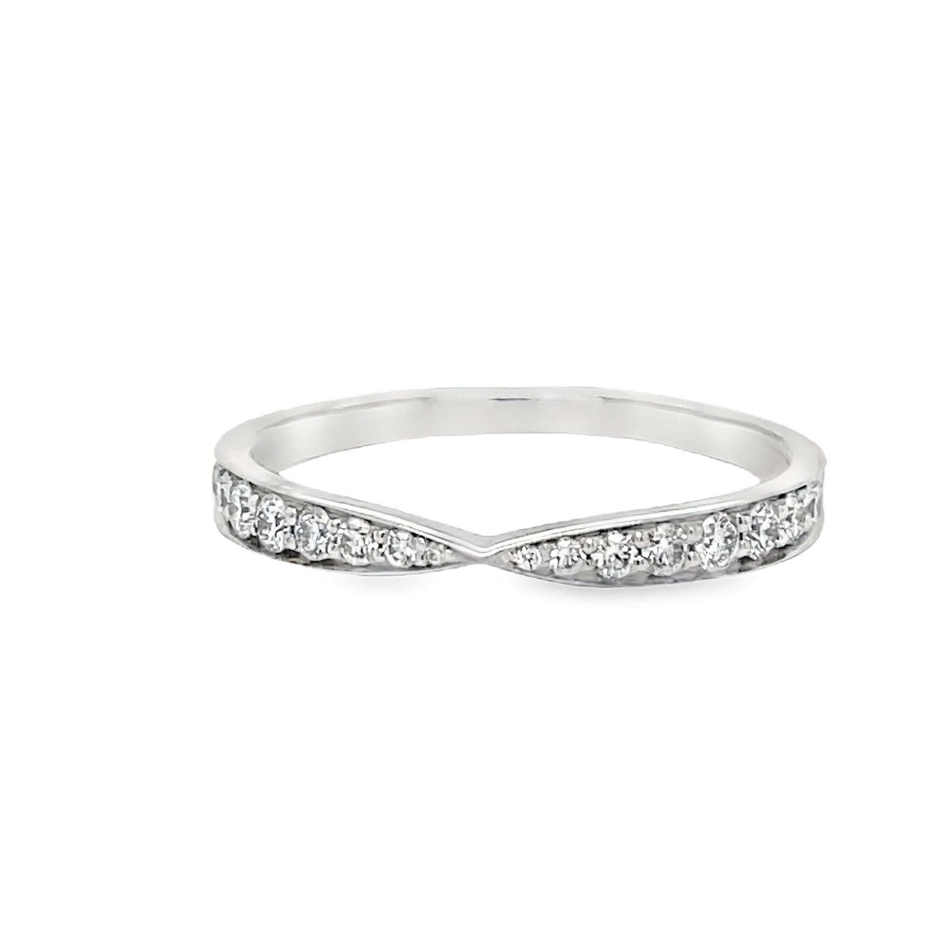 Estate Tiffany and Co. Graduated Diamond Wedding Band V Shape Top View