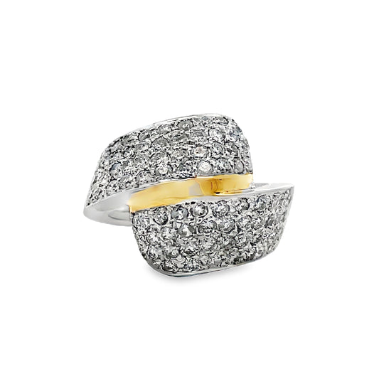 Front view of 18K Italian Made Two Tone Gold Ying-Yang Diamond Ring 2.03 cts 