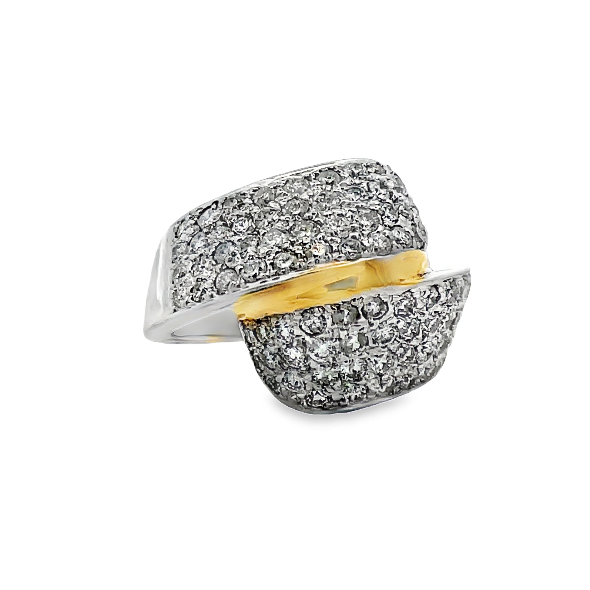 Side view of 18K Italian Made Two Tone Gold Ying-Yang Diamond Ring 2.03 cts 