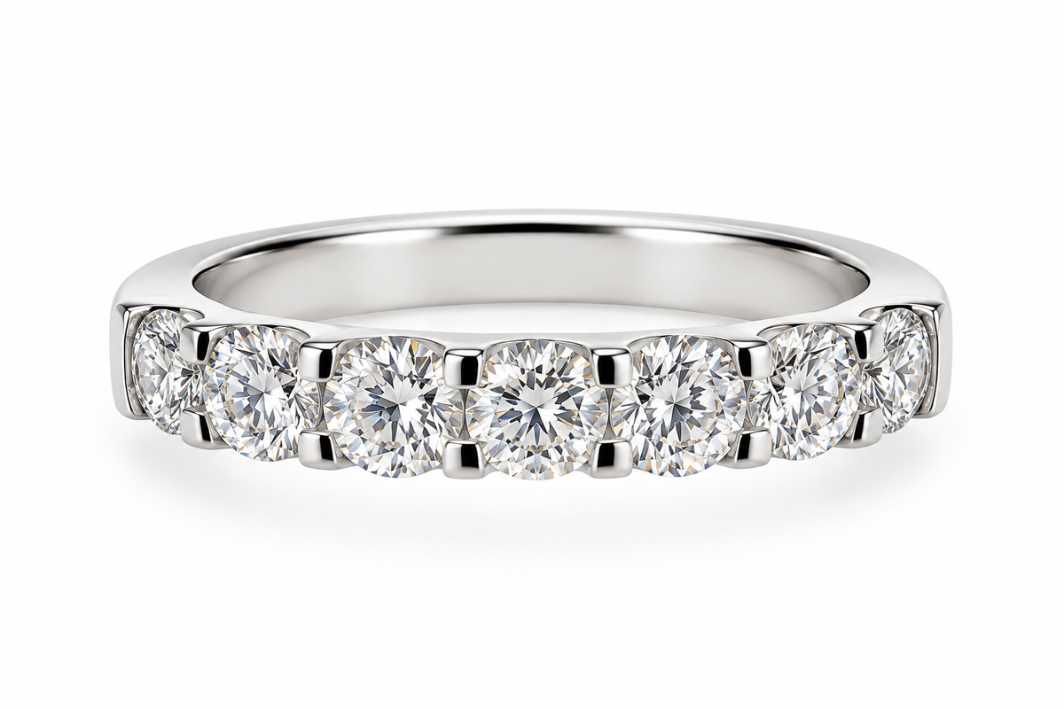 Front view of Seven Stone Anniversary Band 1.35 cts