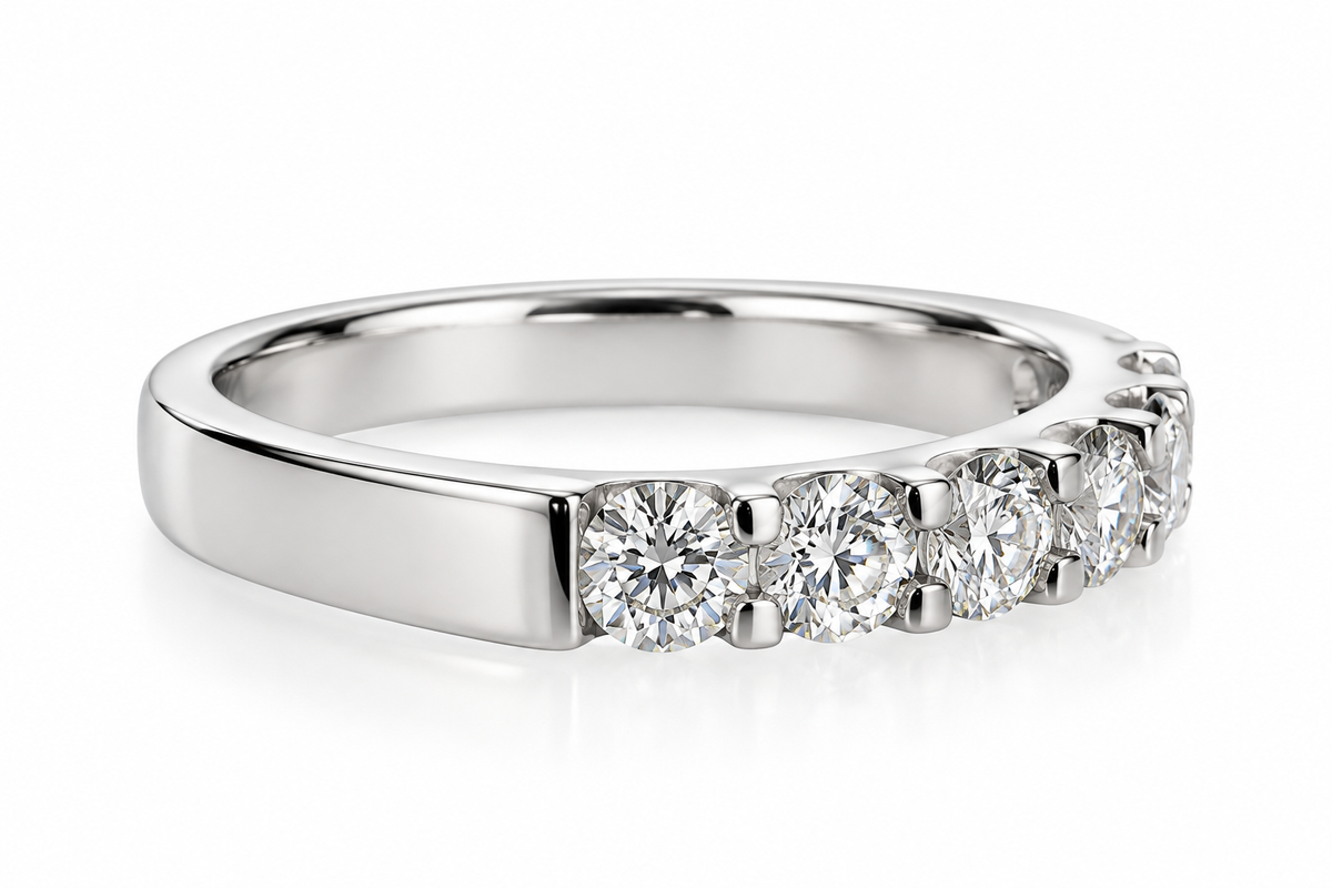 Side view of Seven Stone Anniversary Band 1.35 cts