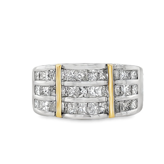 Front View of Triple Row Princess Cut Diamond Ring
