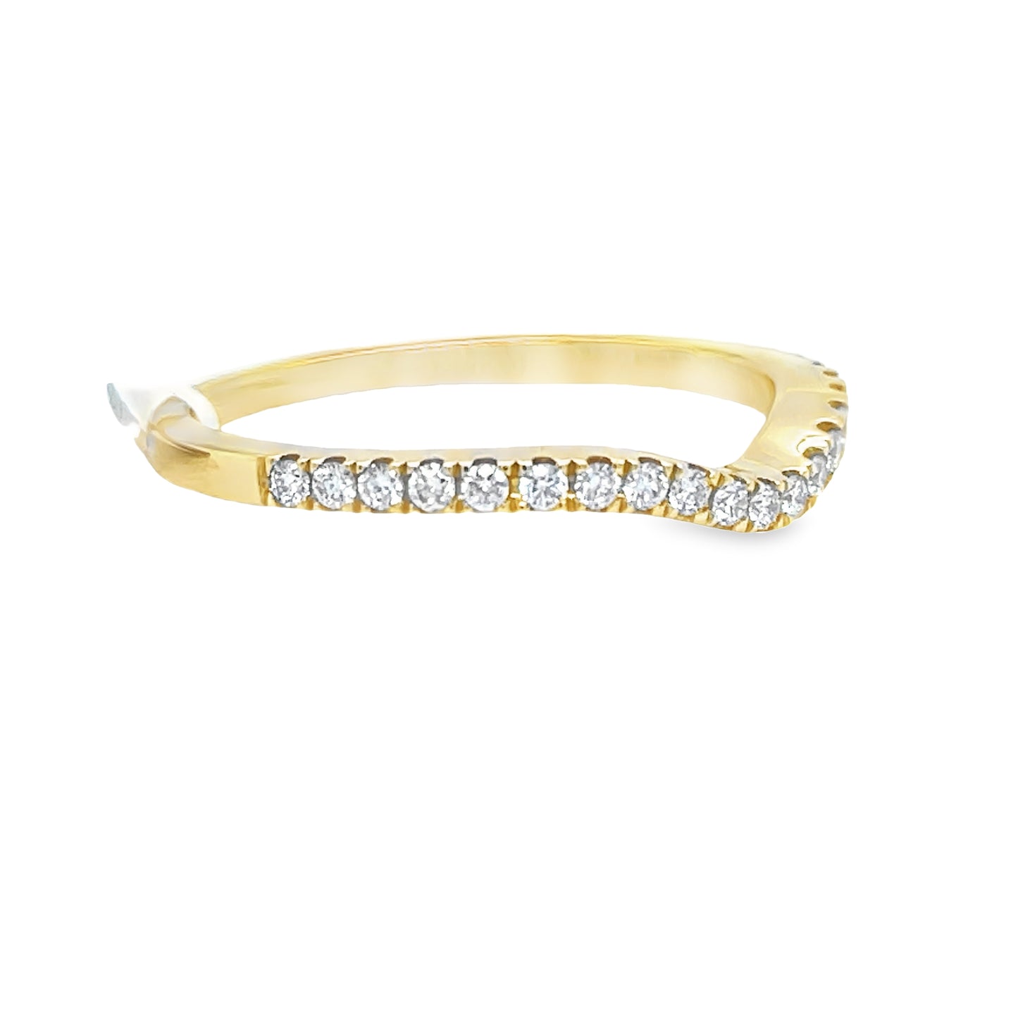 18K Yellow Gold Diamond Wave Ring 0.20 cts Front view 