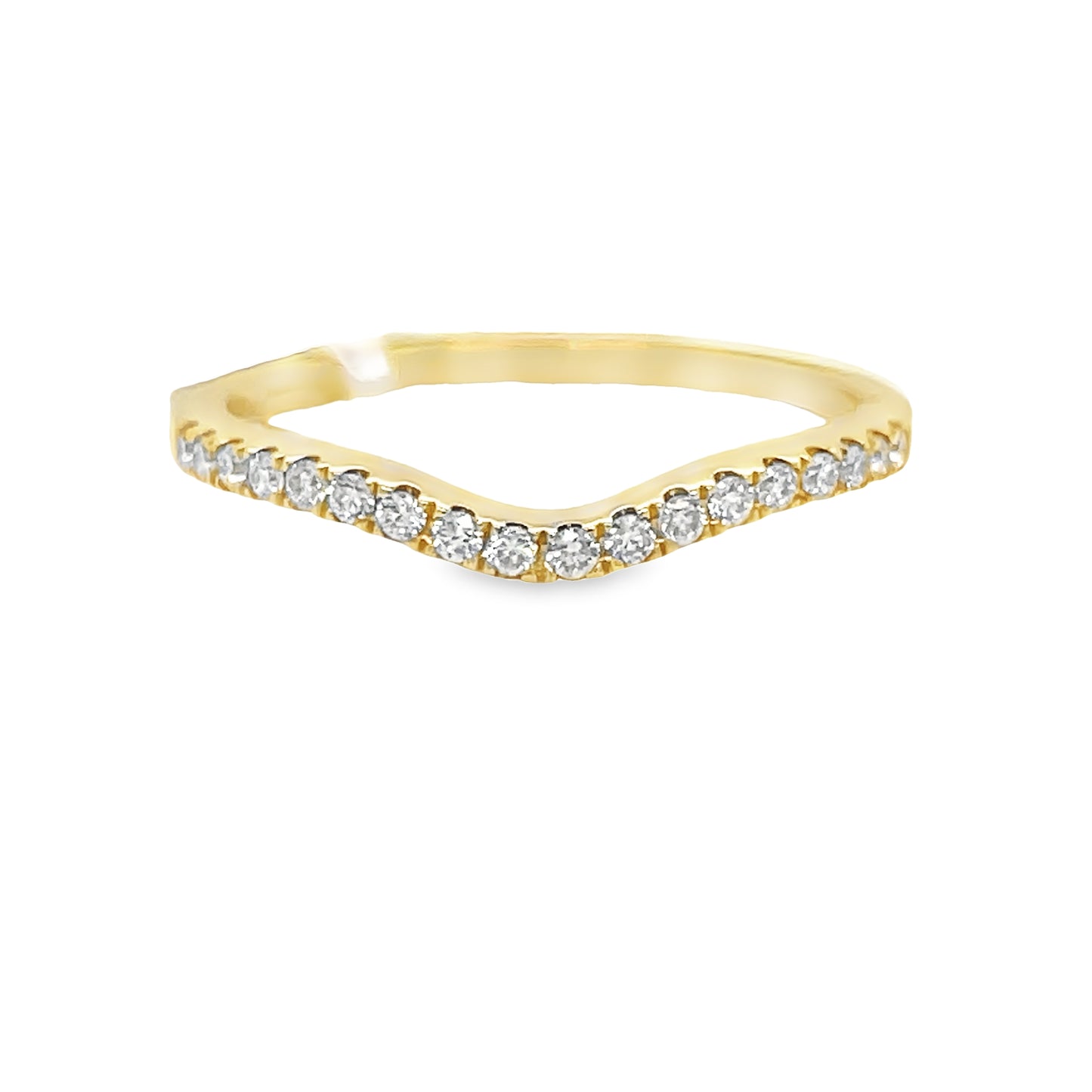 18K Yellow Gold Diamond Wave Ring 0.16 cts Front view 