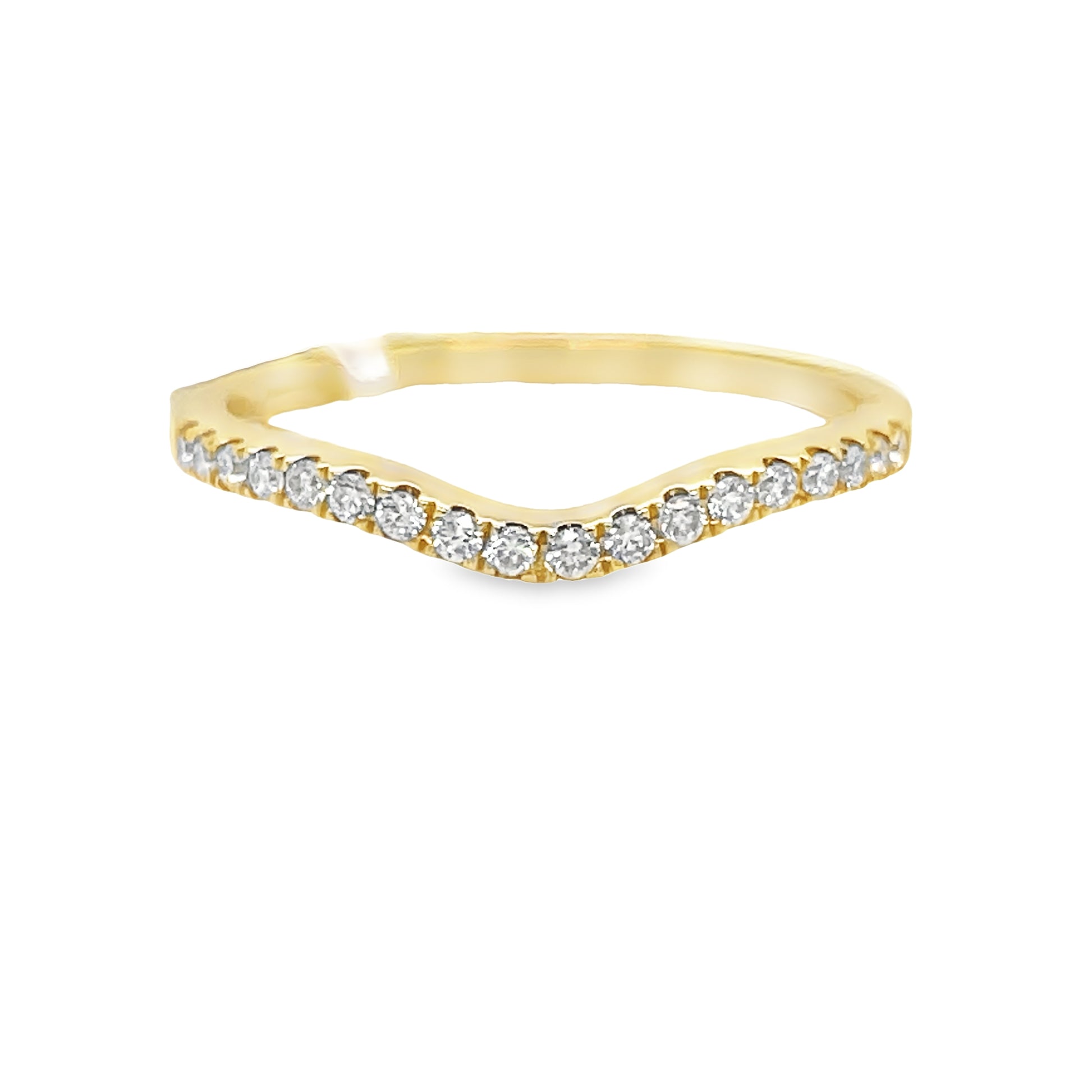 18K Yellow Gold Diamond Wave Ring 0.16 cts Front view 