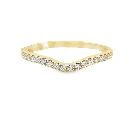 18K Yellow Gold Diamond Wave Ring 0.16 cts Front view 