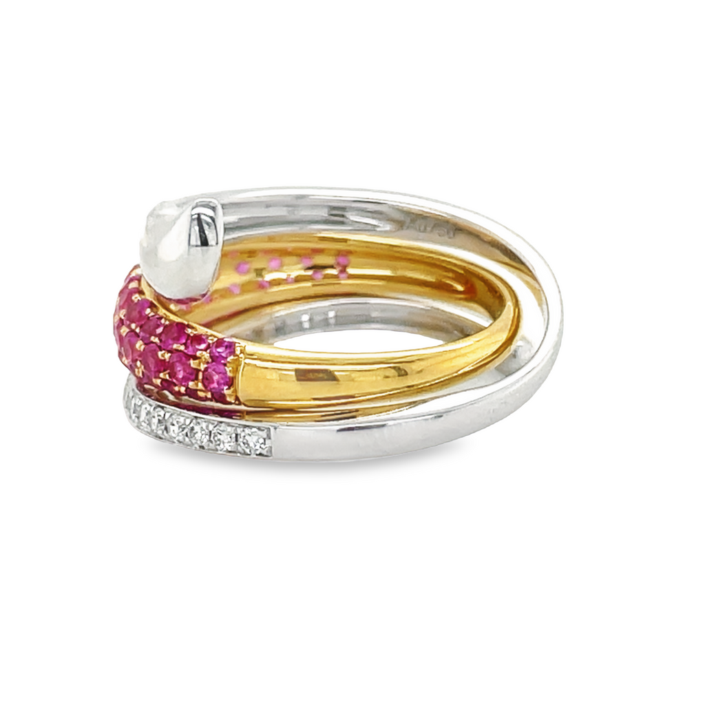 Pink Wraparound Sapphire and Diamond Ring