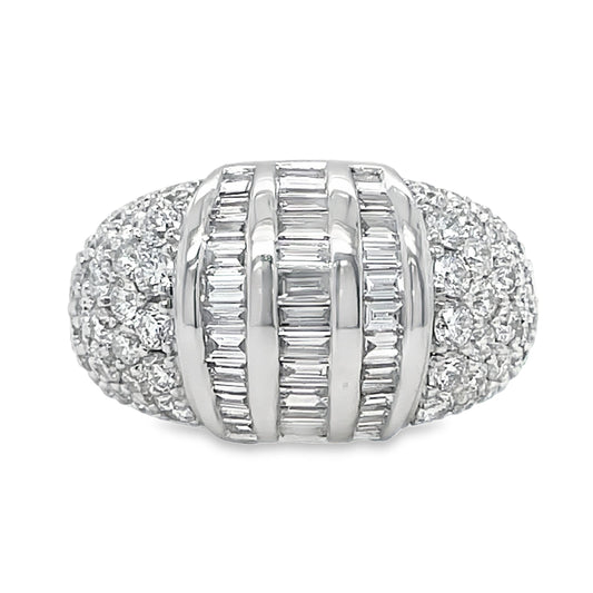 Stunning Mixed Cut Diamond Wide Ring Front view