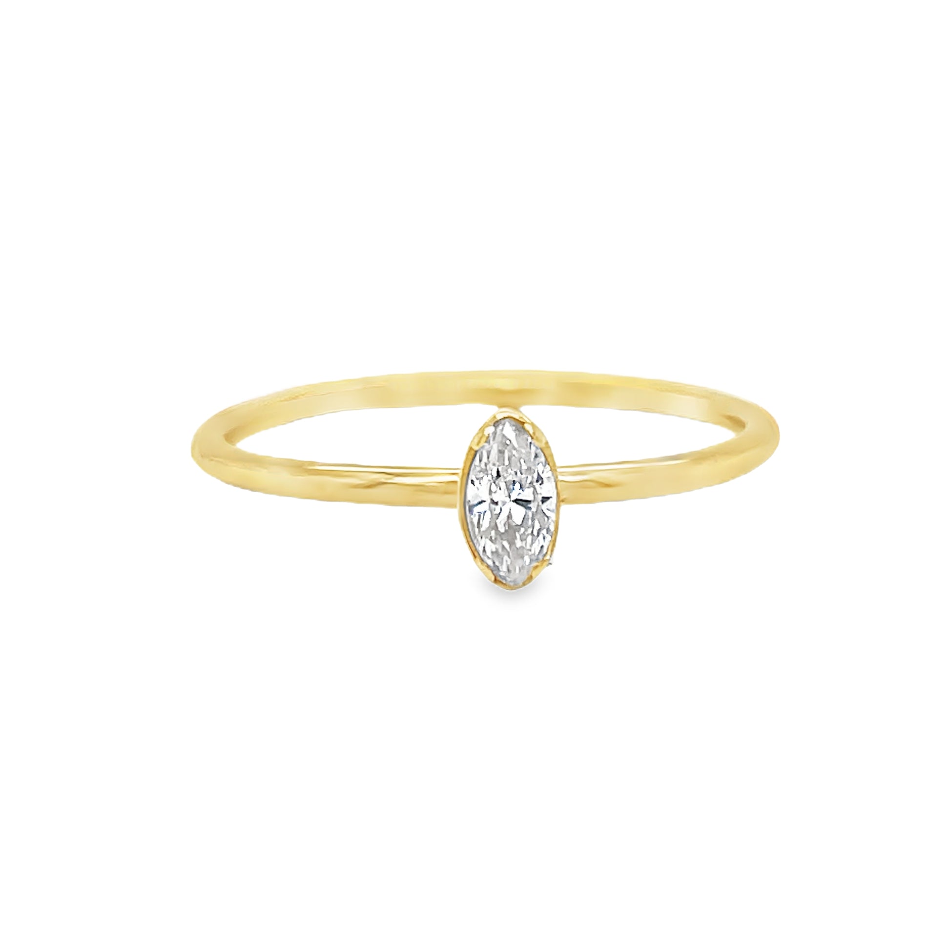 Front view of 18K Dainty Stackable Marquise Diamond Ring